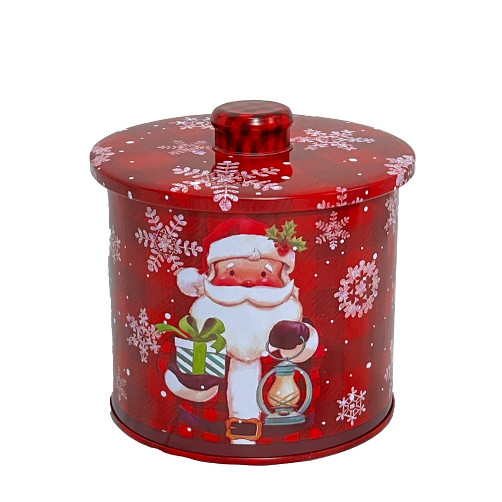 Galletero lata navidad redondo rojo 13x17cm