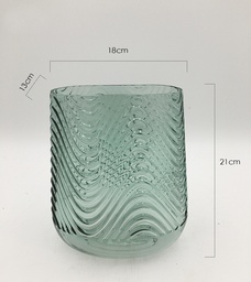 [230000130] Florero Ulises vidrio verde 21cm