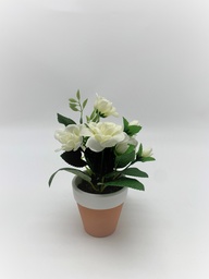 [230008105] Planta artificial rosas blancas