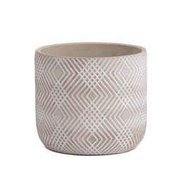 [230005995] Macetero cemento lineas blancas 15cm