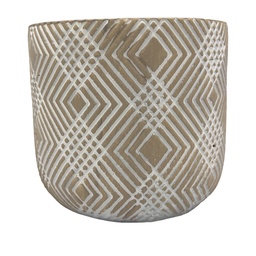 [230005996] Macetero cemento lineas blancas 12cm