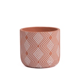 [230005998] Macetero cemento rojo con lineas 12cm