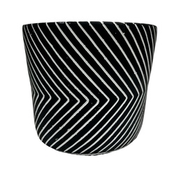 [230025906] Macetero cemento líneas negro 15cm