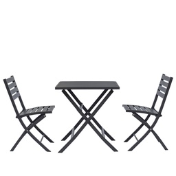 [230026590] Comedor Terraza aluminio 2 sillas negro
