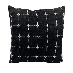 [230027420] Cojín 45x45cm cuadricula negro  