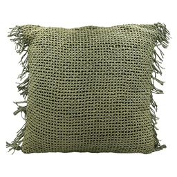 [230027426] Cojín tejido flecos verde 45x45cm