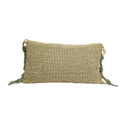 [230027430] Cojín tejido flecos verde 30x50cm