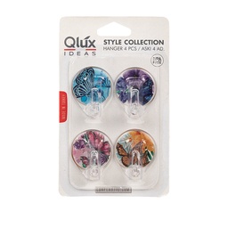 [230028185] Set 4 ganchos adh. plástico colores 