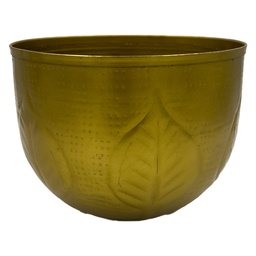 [230029185] Macetero dorado hojas 18cm