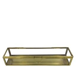 [230029553] Caja deco dorada vidrio 24x6x4cm