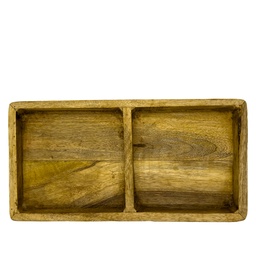 [230029596] Plato doble madera tostado 30x15x3,5cm  