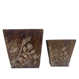 [230029611] Macetero madera set S y L