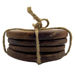 [230029614] Set 4 posavasos madera oscura 10cm