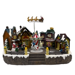 [230030621] Casa navidad con luz y sonido trineo 35cm