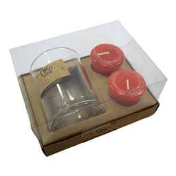 [230032183] Vela candelabro vidrio rojo 50gr 8cm