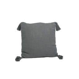 [230033804] Cojín gris tejido con borlas 45x45cm