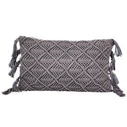 [230034227] Cojín macrame gris 30x50cm