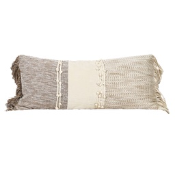[230034229] Cojín boho beige flecos 30x70cm
