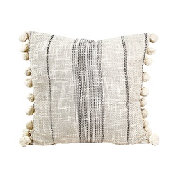 [230034232] Cojín bordes pompones beige 45x45cm
