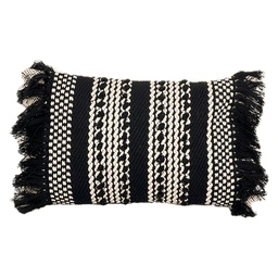 [230034235] Cojín boho grafito flecos 30x50cm