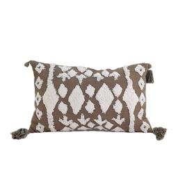 [230034243] Cojín borlas verde/blanco con 30x50cm 