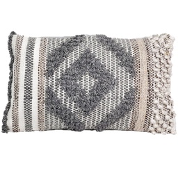 [230034252] Cojín tejido rombo gris 30x50cm