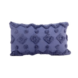 [230034255] Cojín algodón textura azul 30x50cm