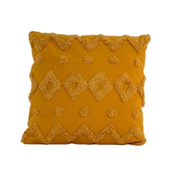 [230034258] Cojín algodón textura amarillo 45x45cm