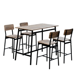 [230035179] Juego Comedor bar 4 sillas Bruna negro
