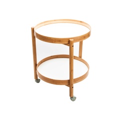 [230035319] Mesa lateral con ruedas bambú 55cm