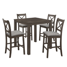 [230036985] Juego Comedor bar 4 sillas Amberes gris