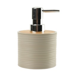[230038725] Dispensador jabón plástico estriado beige bambú