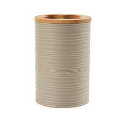 [230038726] Porta cepillo dientes plástico estriado beige bambú