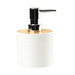 [230038754] Dispensador jabón plástico estriado blanco bambú
