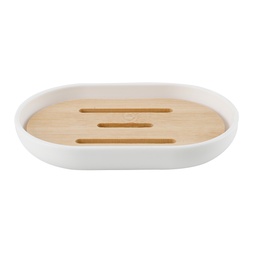 [230038764] Jabonera plástico blanco bambú
