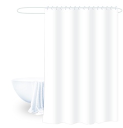 [230038768] Cortina baño blanco liso 180x180cm