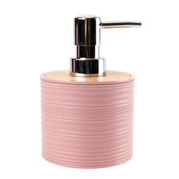 [230038842] Dispensador jabón plástico estriado rosado bambú
