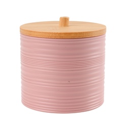 [230038844] Porta cotonitos plástico estriado rosado bambú