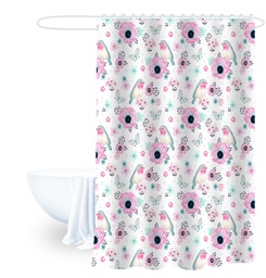 [230038857] Cortina baño flores rosado 180x180cm