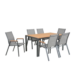 [230041015] Juego comedor terraza 6 sillas Erie gris