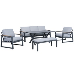 [230041017] Juego living terraza Elgin gris 3-1-1-1