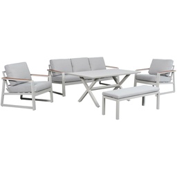 [230041018] Juego living terraza Elgin champagne 3-1-1-1