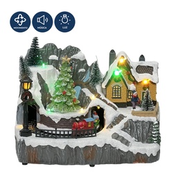 [230042187] Casa navidad con luz y sonido 23cm patines