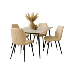[230043870] Juego comedor Khissa B  4 sillas Aziza beige