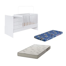 [230045053] Cama cuna multifuncional c/colchón cuna + colchón 1 plaza